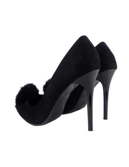 Épinglettes en daim noir avec pompon - 4