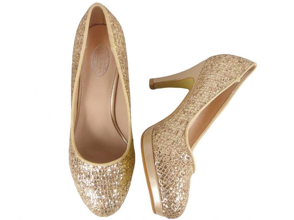Zelta brokāta dāmu kurpes - 2