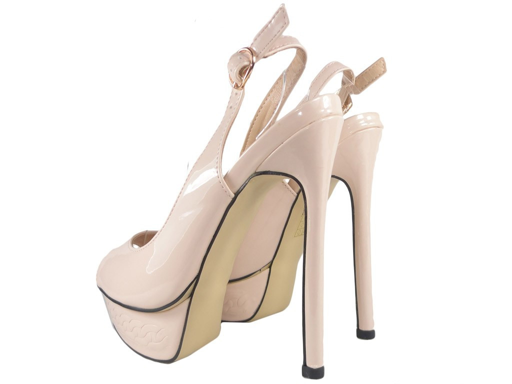 Smilškrāsas stiletto sandales ar siksniņas vīlēm - 4