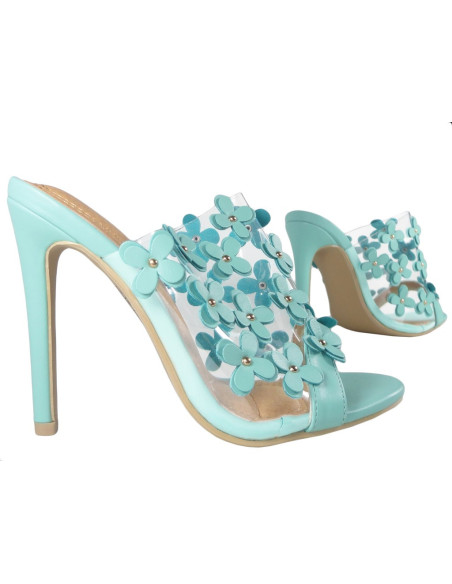 Clear blue ladies' flip-flops in heel - 3