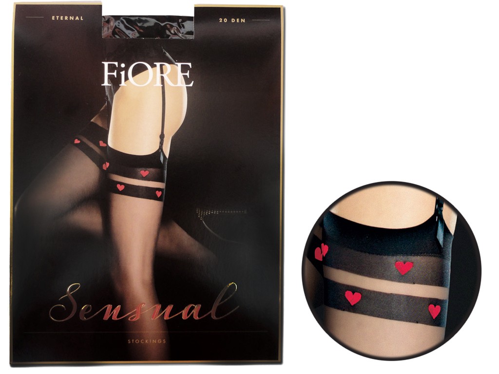 Waistband stockings smooth cuffs in Fiore hearts - 3