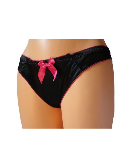 CHEMISE DE NUIT EN SATIN NOIR ROUGE - 3
