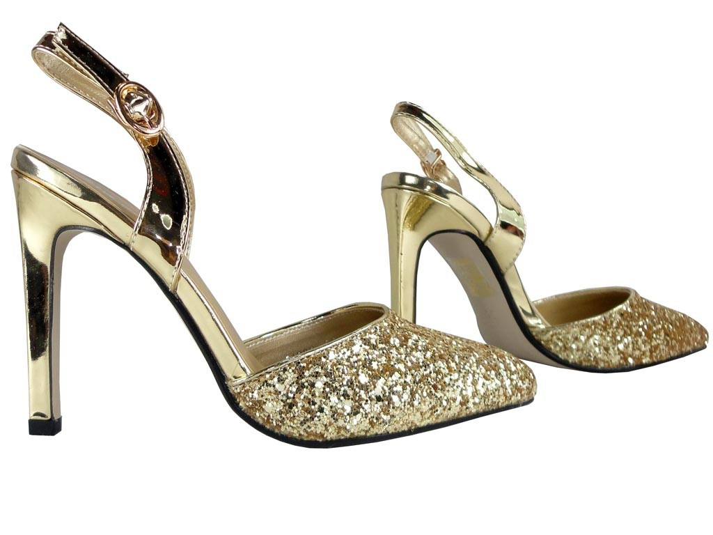 GLITTER GOLDEN HEELS BOTY DÁMSKÉ BOTY - 2