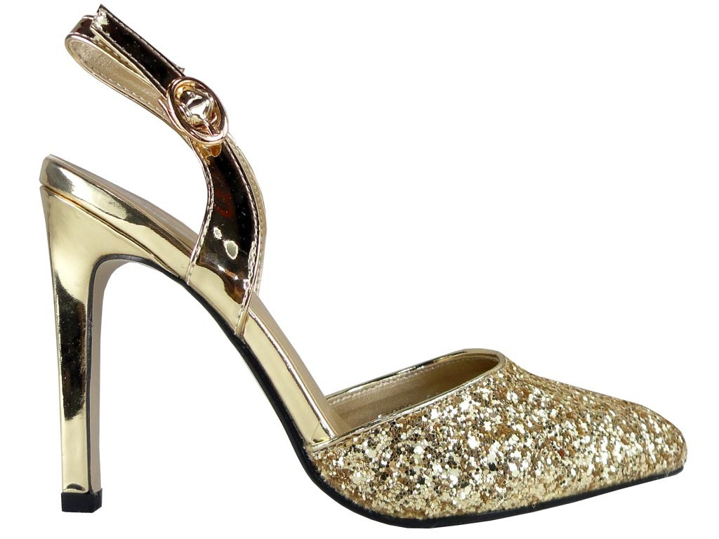 GLITTER GOLDEN HEELS BOTY DÁMSKÉ BOTY - 1
