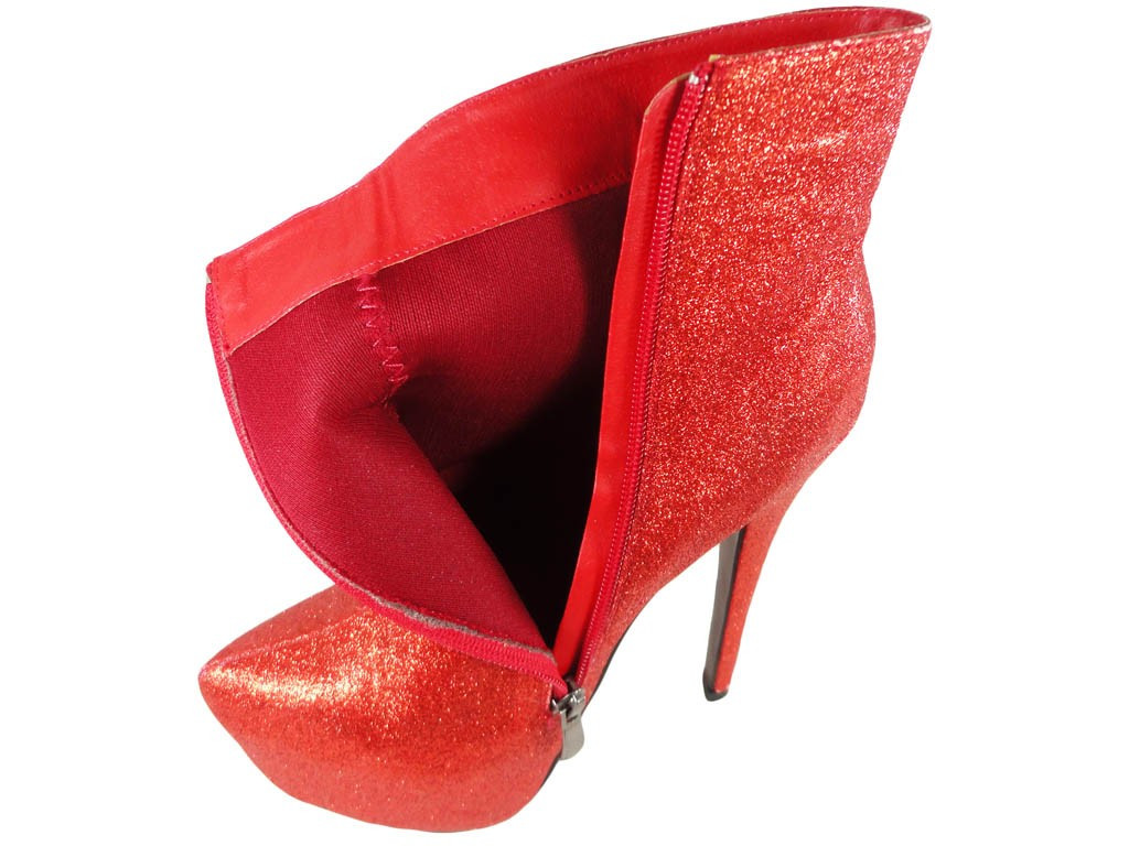 ÉPINGLES HAUTES BOTTES EN BROCART ROUGE - 3