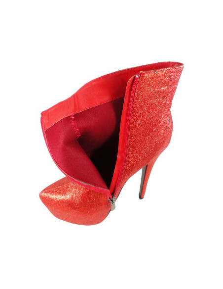 HIGH HEELS MAGAS BOKA Csizma RED GLITTER - 3