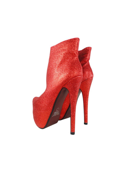 VYSOKÉ OPATRENIA VYSOKÉ Členkové čižmy ČERVENÉ GLITTER - 4