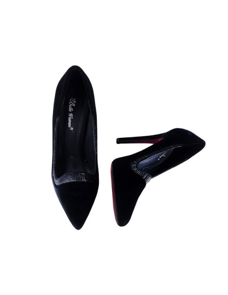Melni velūra stilettos ar cirkoniem sūkņi - 2