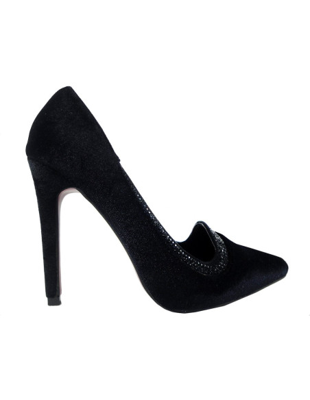 Black velour pins with zirconia shuttles - 1