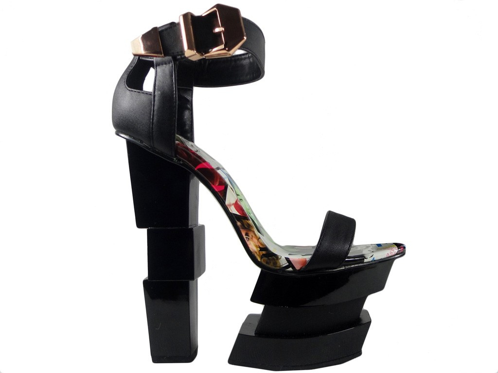 Sandałki na słupku designerskie buty damskie - 1