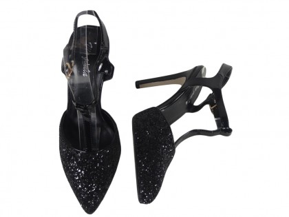 Black brocade pins with an ankle strap - 2