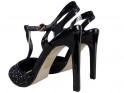 Black brocade pins with an ankle strap - 3
