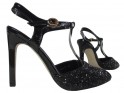 Black brocade pins with an ankle strap - 4
