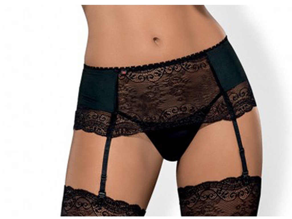 Obsessive lace garter belt and thong - 1