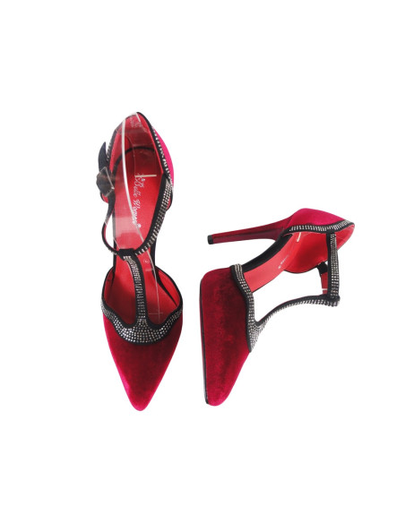 Epingles de velours rouge avec une ceinture en dés - 2