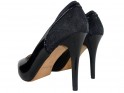 Melni stiletto sūkņi spīdīgi skaisti apavi - 3