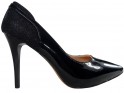 Melni stiletto sūkņi spīdīgi skaisti apavi - 1