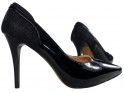 Melni stiletto sūkņi spīdīgi skaisti apavi - 4