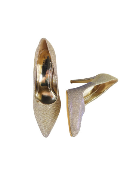 Gold schillernde Absätze Damen Pumps - 2