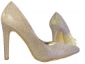 Жіночі золоті переливчасті туфлі на шпильці - 3