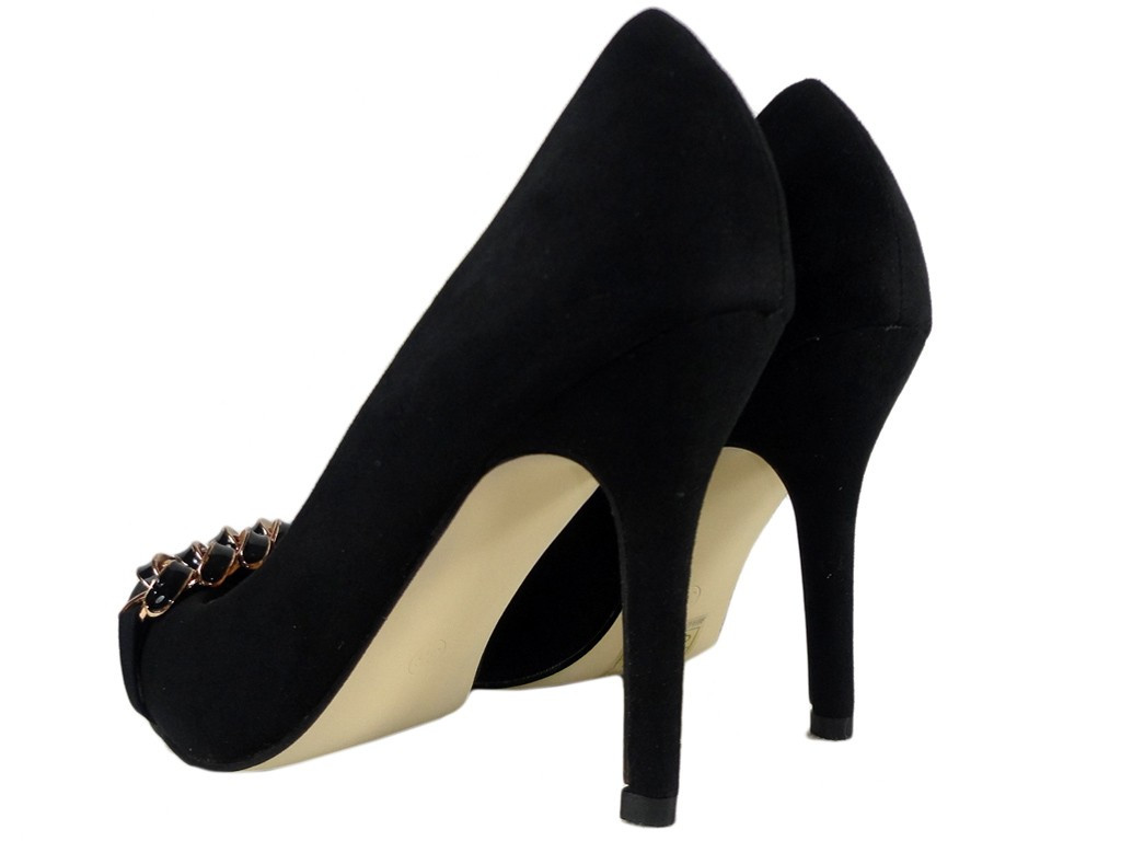 Black suede pins with chain - 4