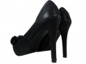 Černé vysoké podpatky s mašlí dámské boty - 4