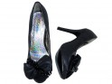 Černé vysoké podpatky s mašlí dámské boty - 2