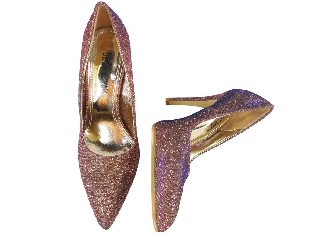 BRĄZOWE OPALIZUJĄCE KOLOROWO SZPILKI BUTY