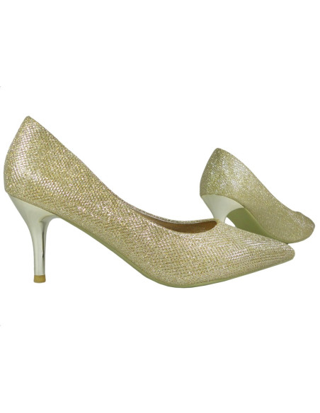 GLITTER GOLDEN LOW HEELS SHOES - 3