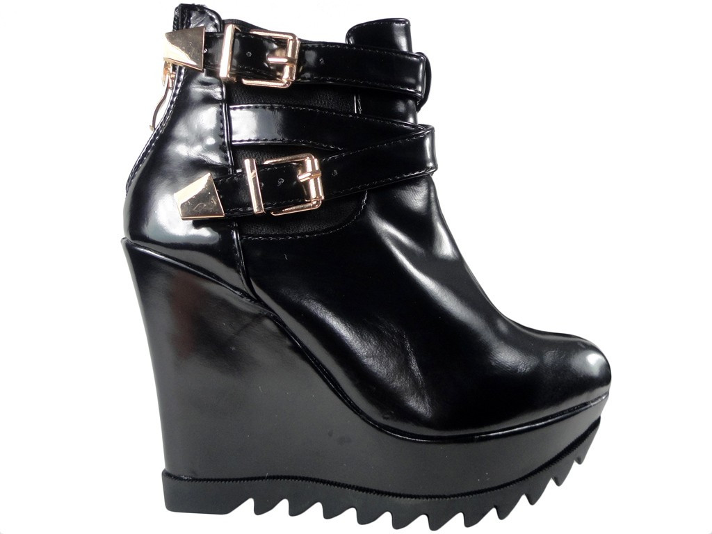 MELNI ZĀBAKI BUTY DĀMU ĶĪĻI UZ PLATFORMĀM - 1