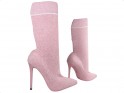 Rózsaszín magas sarkú bokacsizma zokni sport stílus - 3
