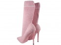 Růžové kotníkové boty na vysokém podpatku ponožky sportovního stylu - 4