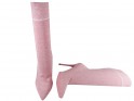 Rózsaszín magas sarkú bokacsizma zokni sport stílus - 2