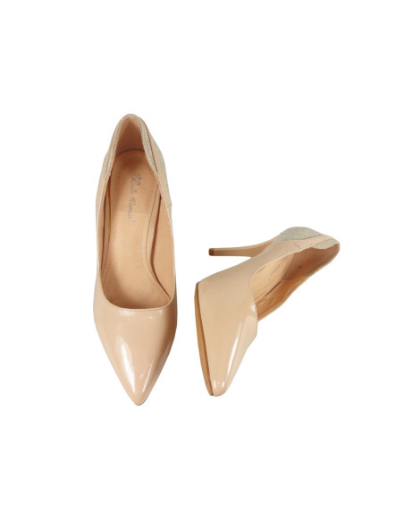 Beige Pumps Pumps glänzende Schuhe - 2