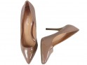 Pantofi dama stiletto kaki maro deschis, frumos - 2
