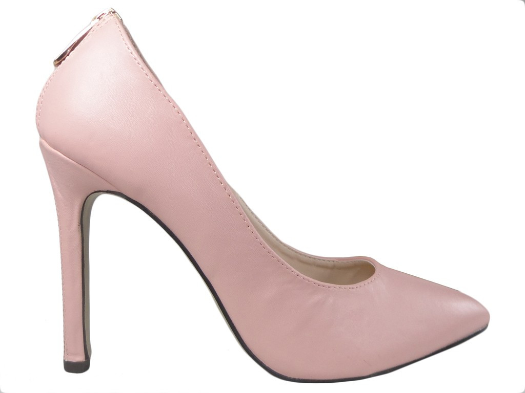 Jasno różowe pink buty szpilki z ekspresem  - 1