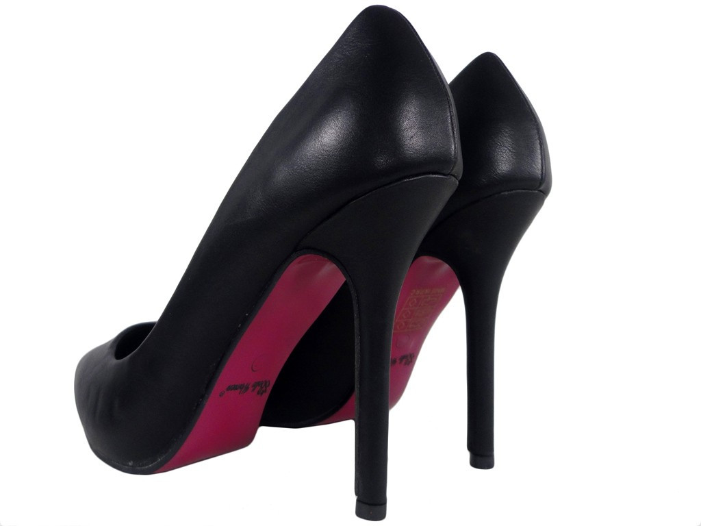 Black pins matt ladies' shoes neat - 4