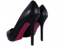 Čierne vysoké podpätky matné dámske topánky tvarovo - 4