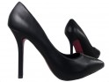 Černé vysoké podpatky matně tvarované dámské boty - 3