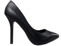 Čierne vysoké podpätky matné dámske topánky tvarovo - 1