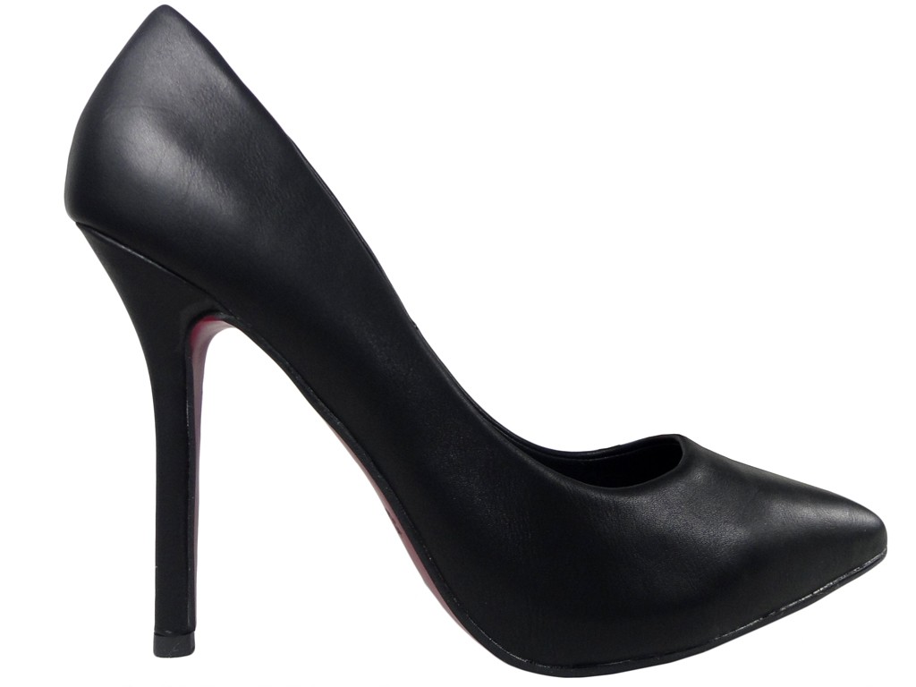 Černé vysoké podpatky matně tvarované dámské boty - 1