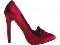 Red velour pins ladies' shoes - 1