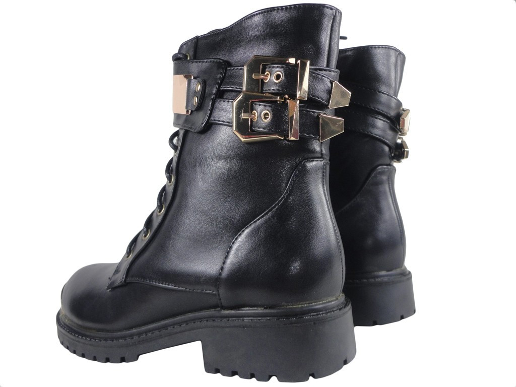 Black flat boots for ankle-warming - 4