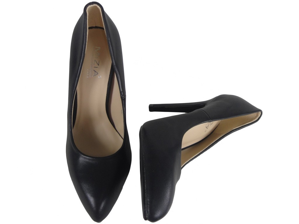 Epingles noires mattes bottes pour femmes en cuir écologique - 2