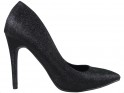 Чорні жіночі туфлі на шпильці витончені блискучі - 1