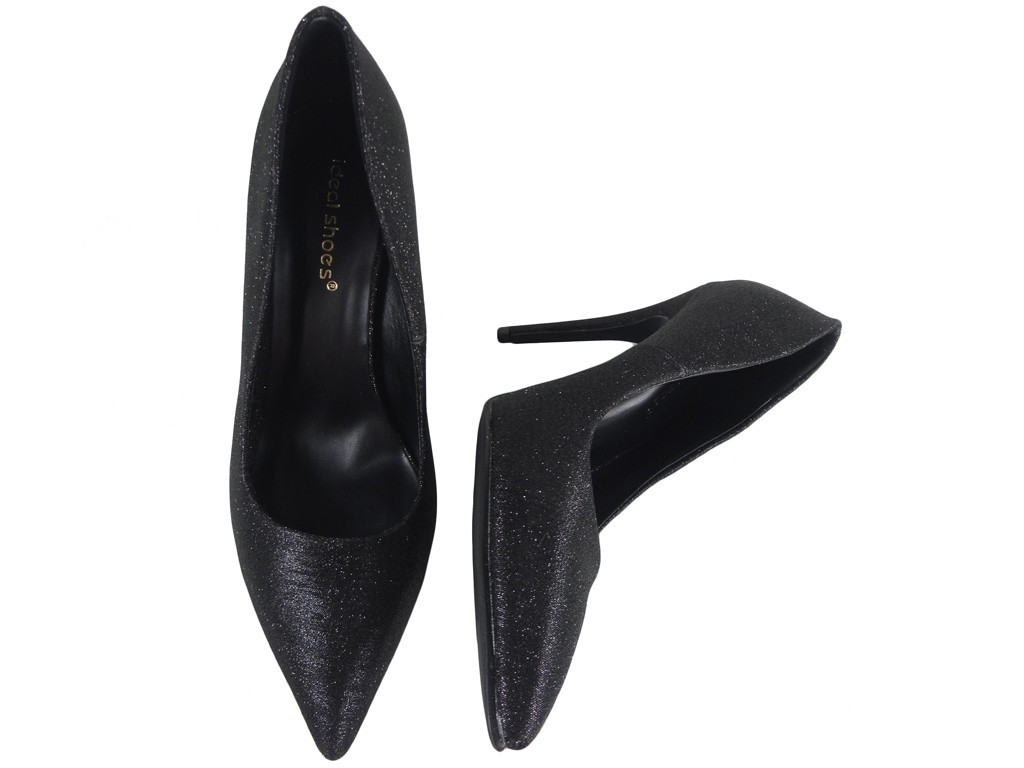 Schwarze Damenschuhe formschöne Absätze glänzend - 2