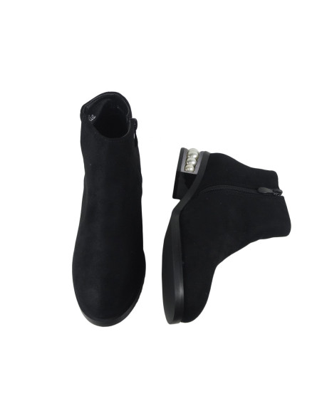 Black low suede boots pearls in heel - 3