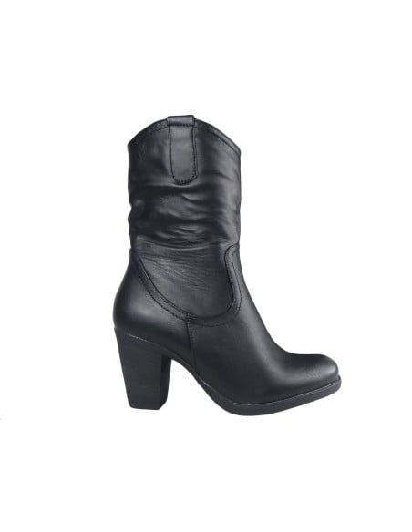 Bottes noires pour femmes cowgirls en cuir écologique - 1