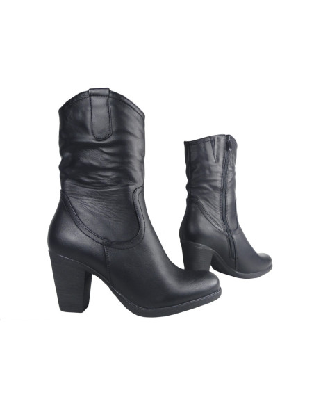 Bottes noires pour femmes cowgirls en cuir écologique - 3