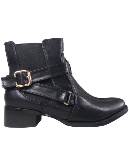 Schwarze niedrige Stiefel für Frauen Jodhpur Stiefel Öko-Leder - 1